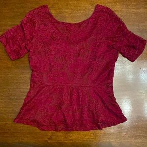 Lily Black maroon shirt with lace overlay. Brand new.